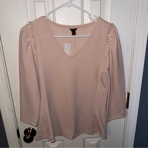 Ann Taylor Light Pink V-Neck Blouse